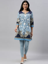 Load image into Gallery viewer, Go Colors Dusty Blue Cotton Stretch Ankle Length Leggings
