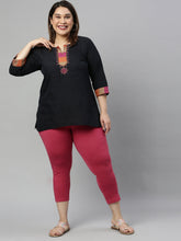 Load image into Gallery viewer, Go Colors Medium Pink Cotton Stretch Cropped Leggings
