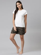 Load image into Gallery viewer, Go Colors Black Woven Viscose Printed Lounge Shorts
