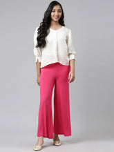 Load image into Gallery viewer, Go Colors Young Fuchsia Viscose Stretch Knit Palazzo
