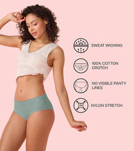 Load image into Gallery viewer, Enamor PH40 Innovations Invisi, All Day Comfort, Mid Waist Hipster Panty for Women - No Visible Panty Lines, Sweat wicking, Free Cut, Full Coverage -  Pack of 1 (Jadeite)
