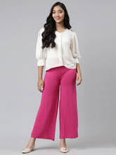 Load image into Gallery viewer, Go Colors Dark Rose Viscose Stretch Knit Palazzo
