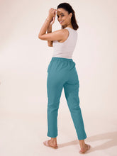 Load image into Gallery viewer, Go Colors Dusty Blue Cotton Pencil Pant
