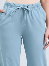 Load image into Gallery viewer, Go Colors Dusty Blue Cotton Stretch Casual Joggers
