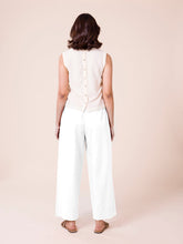 Load image into Gallery viewer, Go Colors White Cotton Wide Leg Pants
