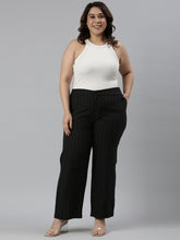 Load image into Gallery viewer, Go Colors Black Cotton Stripes Cargo Pant
