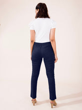 Load image into Gallery viewer, Go Colors Navy Linen Pencil Pant
