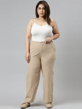 Load image into Gallery viewer, Go Colors Beige Cotton Stripes Cargo Pant
