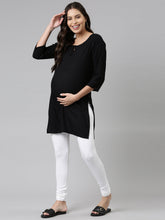 Load image into Gallery viewer, Go Colors White Cotton Stretch Maternity Churidar
