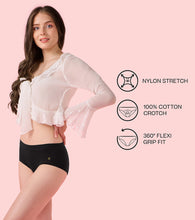 Load image into Gallery viewer, Enamor IP37 Innovations Flexi Free, Comfy Essentials, No Visible Panty Lines, All Day Comfort, Mid Waist Brief Panty for Women - Regular Coverage (Jet Black)
