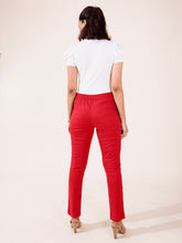 Load image into Gallery viewer, Go Colors Dark Red Linen Pencil Pant
