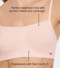 Load image into Gallery viewer, Enamor Moulded Double Layer Front Women's Cotton Cami Bra - Detachable Slim Straps with Back Keyhole, Non Padded, Wirefree, High Coverage - A022 (Pearl)
