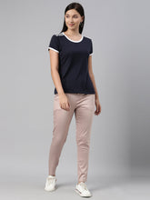 Load image into Gallery viewer, Go Colors Baby Pink Woven Cotton Stretch Treggings
