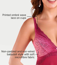 Load image into Gallery viewer, Enamor N191 Non-Padded Wire-Free Plunge Scallop-Wave Babydoll - Coral Wave
