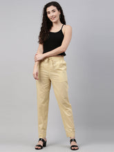 Load image into Gallery viewer, Go Colors Dark Cream Cotton Cambric Cotton Pants
