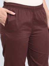 Load image into Gallery viewer, Go Colors Dark Brown Cotton Cambric Cotton Pants

