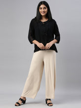 Load image into Gallery viewer, Go Colors Light Beige Viscose Knit Palazzo
