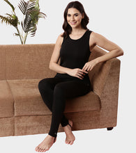 Load image into Gallery viewer, Enamor TH06 Women's Thermal Leggings with Soft Heat Generating Fabric, No Roll-Up with Stirrups at Bottom Hem, Engineered with HeatSkins™ Warm Technology.  (Black)
