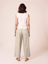 Load image into Gallery viewer, Go Colors Light Beige Cotton Wide Leg Pants

