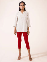 Load image into Gallery viewer, Go Colors Light Maroon Cotton Stretch Cropped Leggings
