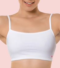 Load image into Gallery viewer, Enamor Innovations Antimicrobial, Cami Neck , Front Double Layer Women's Cotton Beginner's Bra - Pop-On Style, Non Padded, Wirefree, High Coverage - BB02 (White)
