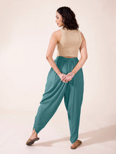 Load image into Gallery viewer, Go Colors Teal Woven Viscose Harem Dhoti Pant
