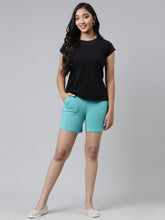 Load image into Gallery viewer, Go Colors Dark Mint Cotton Knit Shorts
