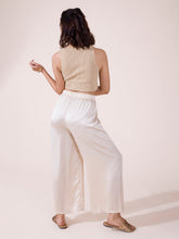 Load image into Gallery viewer, Go Colors Cream Polyester Shiny Palazzo
