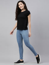 Load image into Gallery viewer, Go Colors Light Blue Cotton Poly Stretch Denim Leggings
