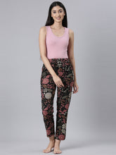 Load image into Gallery viewer, Go Colors Black Woven Viscose Printed Lounge Pants
