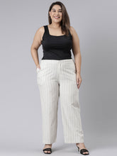 Load image into Gallery viewer, Go Colors White Cotton Stripes Cargo Pant
