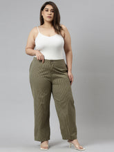 Load image into Gallery viewer, Go Colors Olive Green Cotton Stripes Cargo Pant

