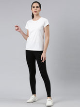 Load image into Gallery viewer, Go Colors Black Cotton Stretch Side Stripes Active Leggings
