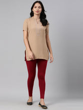Load image into Gallery viewer, Go Colors Bright Red Cotton Stretch Ankle Length Leggings
