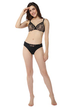 Load image into Gallery viewer, Amante Sheer Luxe Padded Wired Demi Bra - Black &amp; Stucco 101801
