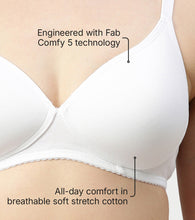 Load image into Gallery viewer, Enamor Supima Cotton Women's Plunge Lift Everyday T-Shirt Bra - Extra Comfort, Padded, Wirefree, Medium Coverage - A039 (White)
