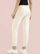 Load image into Gallery viewer, Go Colors Cream Cotton Poly Stretch Cuffed Joggers
