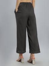 Load image into Gallery viewer, Go Colors Medium Grey Linen Lace Palazzo

