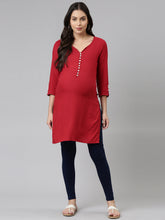 Load image into Gallery viewer, Go Colors Navy Cotton Stretch Maternity Churidar
