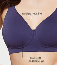 Load image into Gallery viewer, Enamor Innovations Bamboo Bliss, Plunge, Super Soft, Women's everyday T-Shirt Bra - Naturally Absorbent &amp; Antimicrobial, Padded, Wirefree, High Coverage- IO05 (Eclipse)
