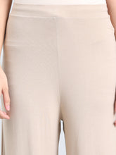 Load image into Gallery viewer, Go Colors Dark Beige Viscose Knit Palazzo
