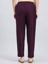 Load image into Gallery viewer, Go Colors Dark Purple Poly Modal Metallic Pants
