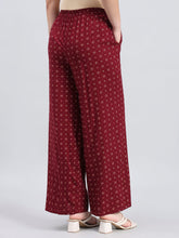 Load image into Gallery viewer, Go Colors Maroon Woven Viscose Printed Palazzo
