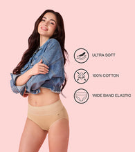 Load image into Gallery viewer, Enamor CW01 Cotton Classic, All Day Comfort, High Waist Brief - Breathable, Antimicrobial with Stain Release, Outer Brushed Wide Elastic, Full Coverage -  Pack of 1 (Skin)
