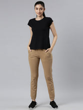 Load image into Gallery viewer, Go Colors Khaki Cotton Poly Stretch Cuffed Joggers
