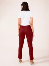 Load image into Gallery viewer, Go Colors Maroon Linen Pencil Pant
