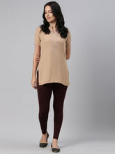 Load image into Gallery viewer, Go Colors Dark Wine Cotton Stretch Ankle Length Leggings
