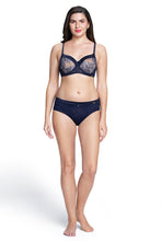 Load image into Gallery viewer, Amante Satin Touch Padded Non-Wired Lace Bra - Evening Blue 87901
