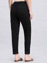 Load image into Gallery viewer, Go Colors Black 100% Cotton Lace Pencil Pant
