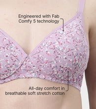 Load image into Gallery viewer, Enamor Supima Cotton Women's Plunge Lift Everyday T-Shirt Bra - Extra Comfort, Padded, Wirefree, Medium Coverage - A039 (Lilac Aster)
